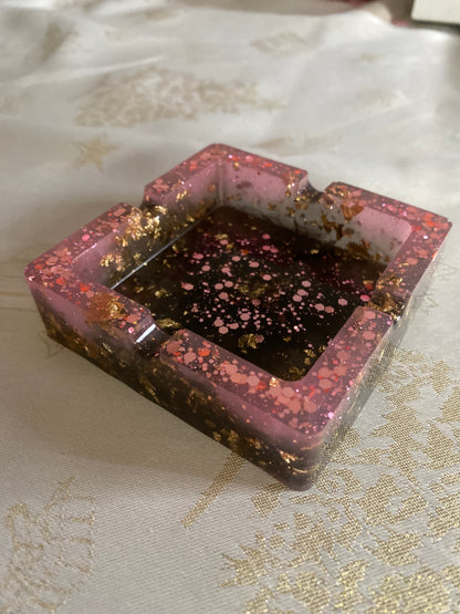 Cendrier en Résine – Édition Artisanale Rose & Or